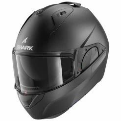 Flash Sale ❤️ Plastic Shark Evo Es Blank Mat Modular Helmet Black Glitter ????
